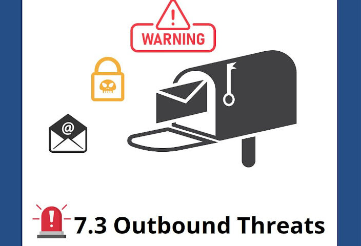 An illustration using a mailbox and a warning sign to express outbound email threats